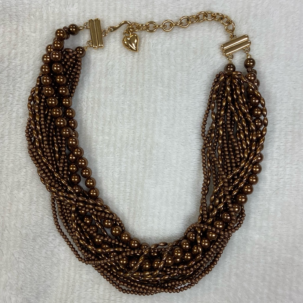 Carolee Signed Brown Bead Necklace 60$